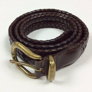 VTG 90s Y2K Coach Double Braid Dark Brown Leather Belt Man Woman Unisex Size 36